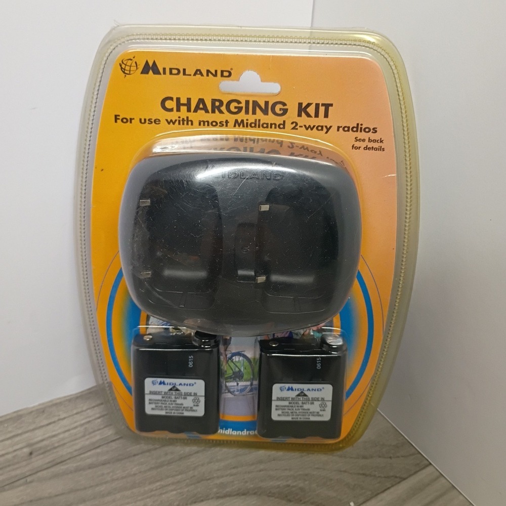 Midland Dual Desktop Charger AC/Car Adapter & Batteries For 2 Way Radios